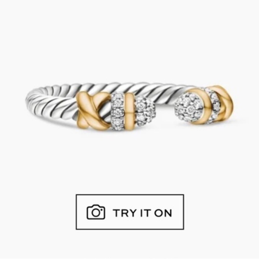 Auth David yurman Helena diamond Silver and Gold Ring- with receipt